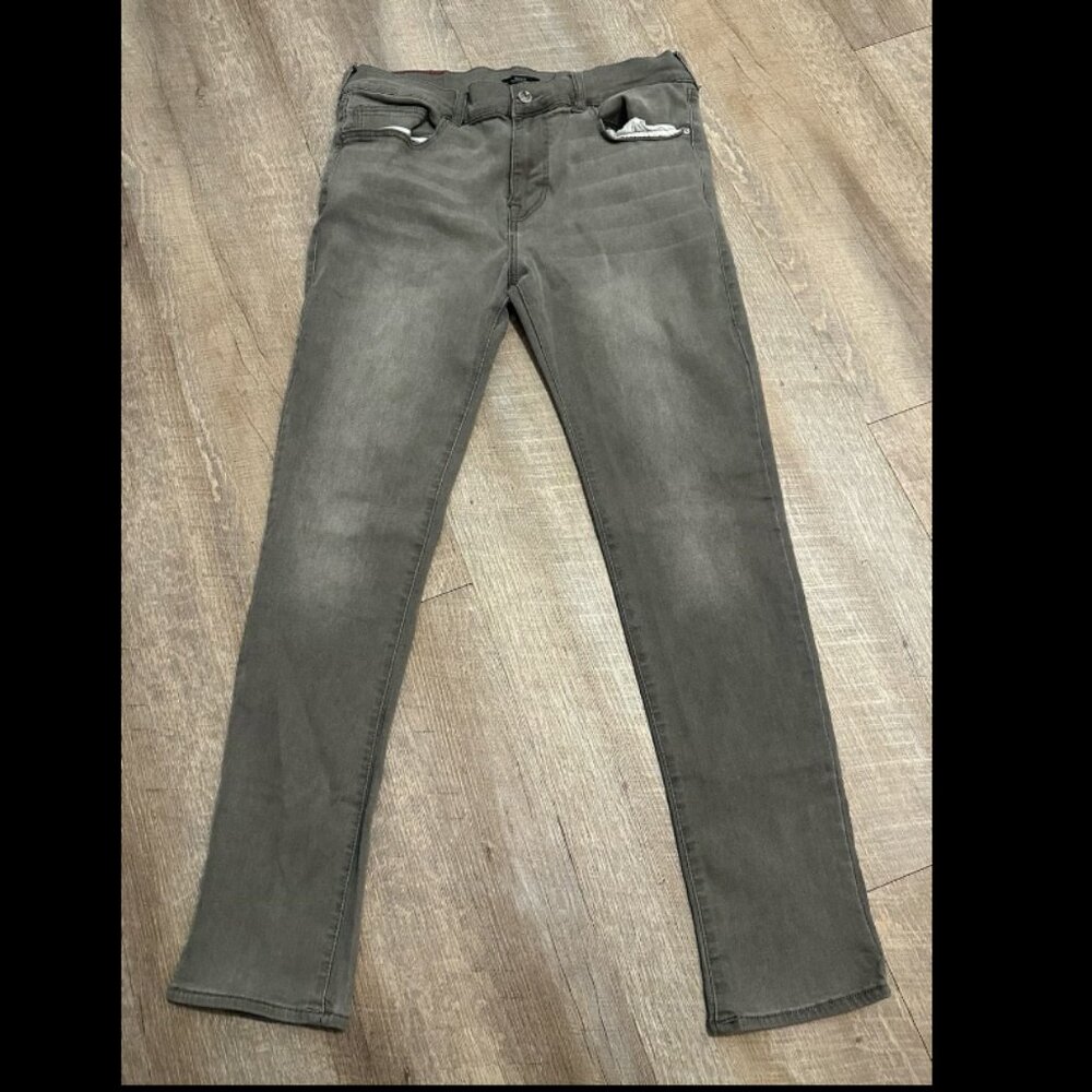 True Religion Jeans Mens Size 34 Rocco Relaxed Skinny Grey World Tour